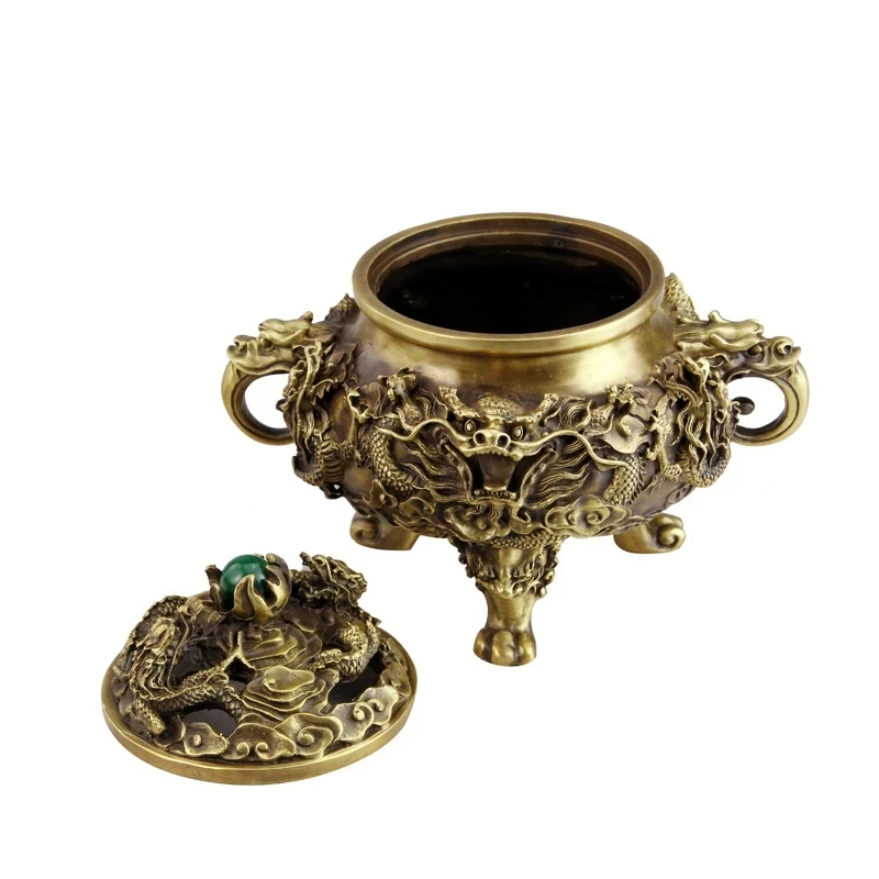 Candle Supplies Essential Oils - Open pure copper incense burner, antique