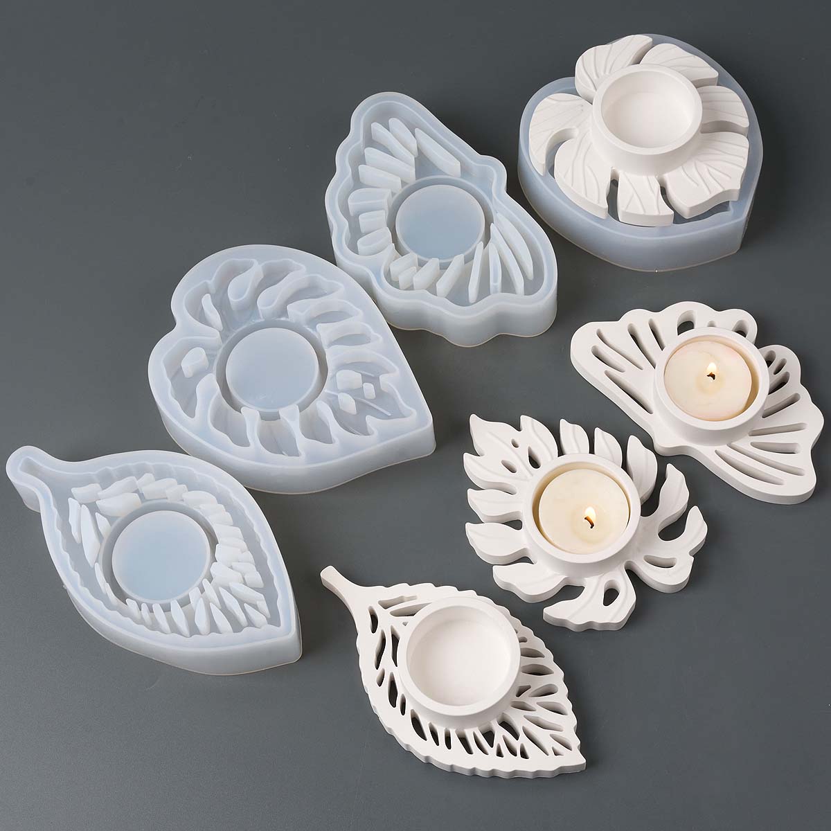 Candle Quotes - Leaves Candlestick Silicone Mold DIY Handmade