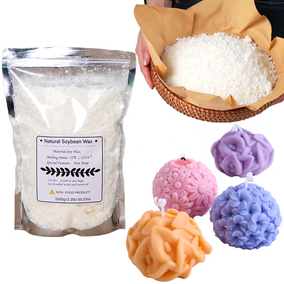 500g/1kg Natural Soy Wax Flake - Candle Supplies Bulk 评论和价格