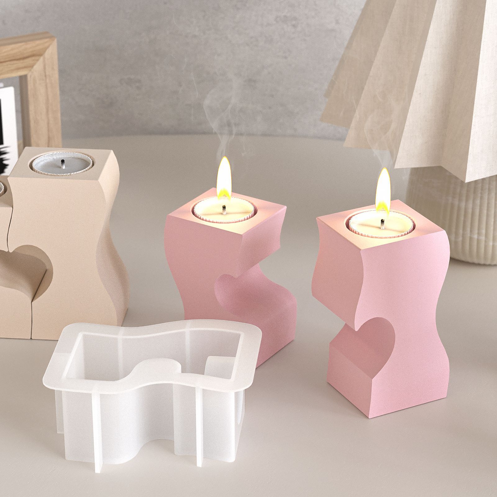 S Heart Candlestick Silicone M - Candle Making Supplies Kit 评论和价格